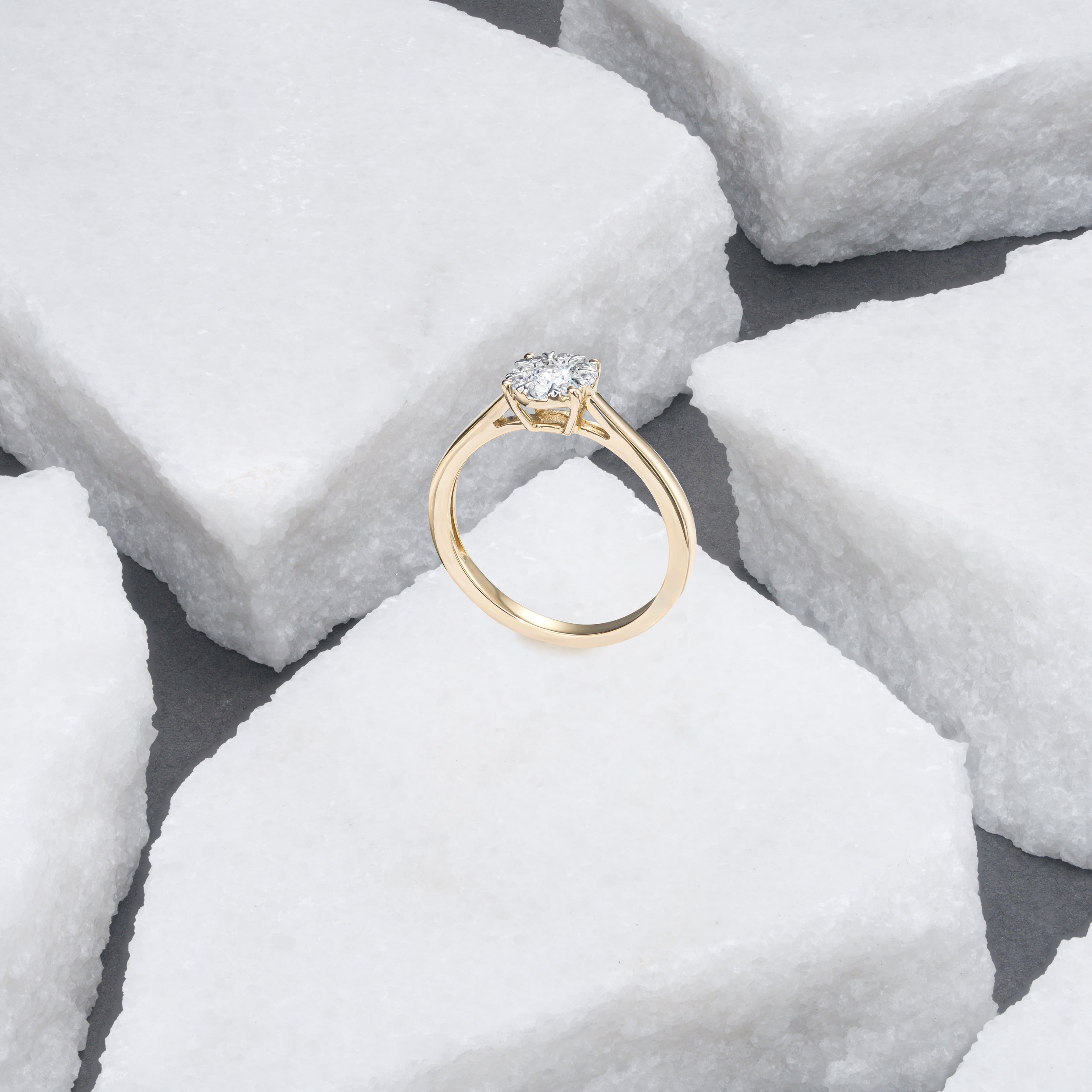 0.25ct Lab Diamond Cluster Solitaire Ring H/Si in 18K Gold Vermeil